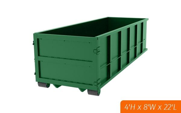 to schedule a delivery of the twenty-yard dumpsters, simply contact a reputable dumpster rental company and provide your location and rental period